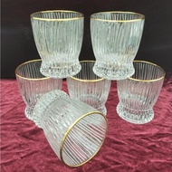 SET OF 6 400 DEGREE Celsius HEAT RESISTANT GLASS CUP WITH GOLD FRAME