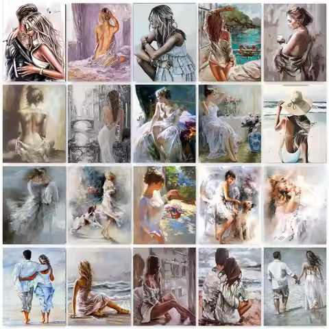 GATYZTORY Oil Painting By Numbers Woman DIY Paint by numbers On Canvas Home Decor Frameless Digital 