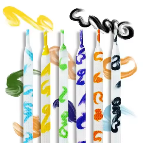 Graffiti Laces for Sneakers AJ/AF1 Hand-painted Pattern Shoelaces Rubber Band for Men Women Sports S