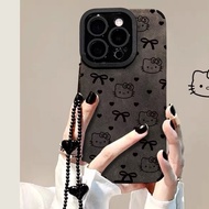 Cute kt flip black cartoon with love chain cases compatible for Iphone 15 14 pro max 13 pro max ins 