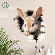 [Chicnest] Cartoon 3D Rabbit Wall Stickers Self-adhesive Decals School Classroom Bedroom Living Room