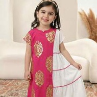 Young Girl Embroidered Woven Contrast Color Floral Round Neck A-Line Dress ,Sibling Outfits,Party We