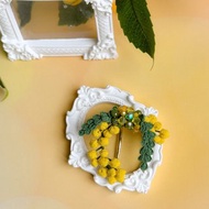 細工布花 金合歡 mimosa 馬尾扣