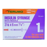 [1 BOX] [PURPLE] TERUMO Insulin Syringe 1ML EXP 31/3/2027(31G X 5/16") 100S