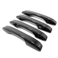 4ชิ้นคาร์บอนไฟเบอร์มันวาวโครเมี่ยมสีดำเงาฝาครอบมือจับประตูรถแผง Lis Pigura ABS สติกเกอร์แต่งทรงผมสำห
