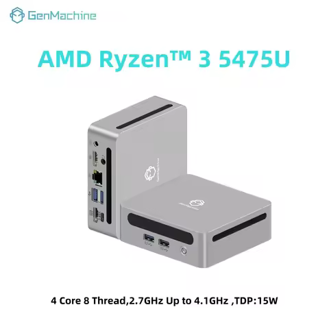 GenMachine Mini PC Computer Gaming AMD Ryzen 3 5475U 4 Core 8 Thread 4.1GHz 15W Dual HDMI LAN WIFI6 