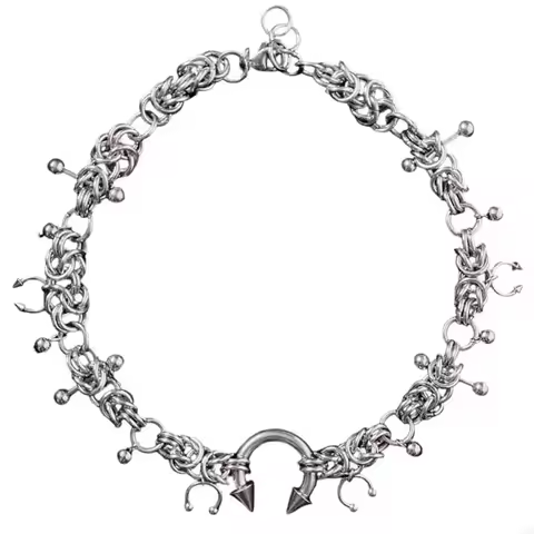 Edgy Spiked Gothic Chain Collarbone Jewelry Collarbone Chain For Daily Outfit