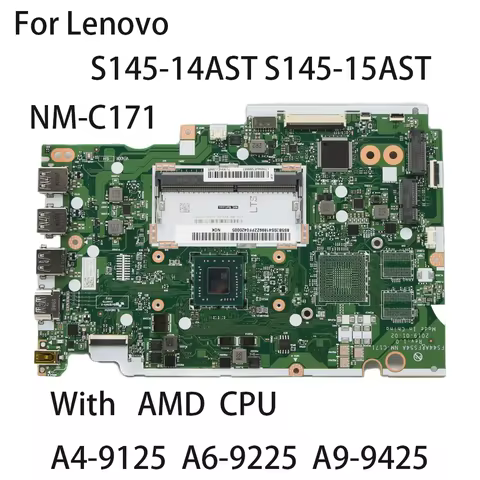 Laptop Motherboard For Lenovo IdeaPad S145-14AST S145-15AST AMD NM-C171 With CPU A4-9125 A6-9225 A9-