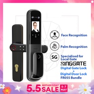 SINGGATE [Bundle] Face/Palm Recognition Digital Door Lock + Biometrics Metal Gate Lock | FR055 + FM021