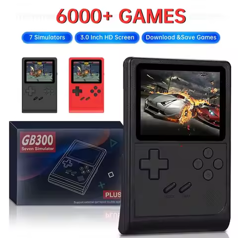GB300 Retro Video Game Console Portable Handheld Game Player Built-in 6000 Games 3.0 inch Screen Sup