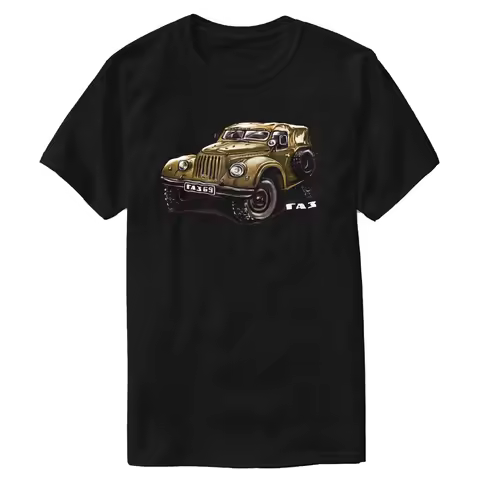 Retro USSR Soviet Vehicle GAZ-21 4x4 Truck T-Shirt 100% Cotton O-Neck Short Sleeve Summer Casual Men