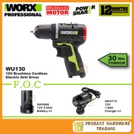 WORX WU130 12V Brushless Cordless Electric Drill Driver [set with 1 charger + 1 Battery]