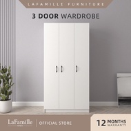 KitchenZ Wooden Wardrobe 3 Door Wardrobe Storage Cabinet Extra Large Space Drawer