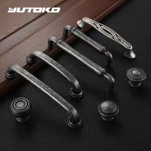 YUTOKO Retro Kitchen Cabinet Door Handles Vintage Handle Knobs Furniture Hardware Cupboard Antique H