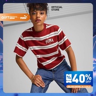 PUMA BASICS - เสื้อยืดผู้หญิง PUMA SQUAD Striped สีแดง - 68153813