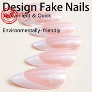 Solid Color Wearable Nail Tips Simple Nail Art Stickers, File Jelly Polishing Glue + 24 P0j5