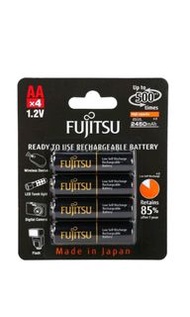 Fujitsu 富士通 2A 日本製造 Min.2450 mAH Typ.2550mAH 充電池 4粒 卡裝