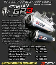 Knalpot Racing 3 Suara 3Tech Spartan gp3 silencer only 150cc
