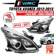 Eagle Eyes Toyota Avanza 2012 - 2015 Projector Headlamp With Light Bar + Halo Ring + Signal Running