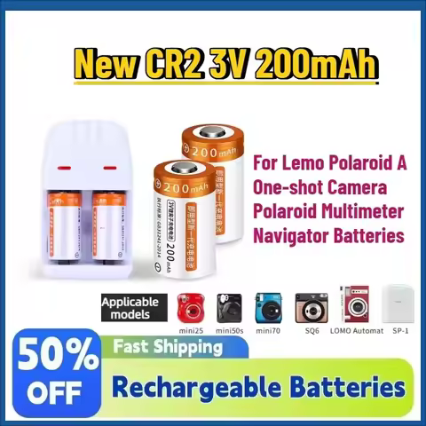 New CR2 3V 200mAh Li-Ion Rechargeable Battery for Lemo Polaroid A One-shot Camera Polaroid Multimete