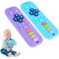 2 Pack Remote Teether for Baby, Silicone Teethers for Babies 6-12 Months, Baby Teething Toys for Bab