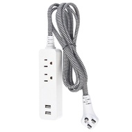 Extension Cord Manufacturer6ft Braided Extension Cord，Belt2One Socket+USB Charger indoor flat plug