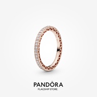 Pandora 14k Rose Gold Plated Sparkle & Hearts Ring