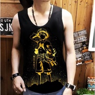 Yc Collection / Latest Cartoon Motif Men's Singlet Luffy Silout Gold Image / Men's Clothing