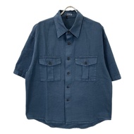 AURALEE BLUE PRODUCT DYED FINX GABARDINE HALF-SLEEVE SHIRT 5