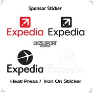 LIKZS X Expedia Sticker Sponsor Kecil Iron On Di Lengan Baju Liverpool | Company Ads Penaja Jersi | 