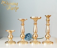 Shiny Party Retro Gold Metal Candlestick, Table Center, Wedding Party Home Bar Christmas Decoration