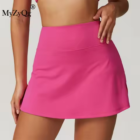 MyZyQg Women Summer Slim Quick Dry Tennis Skirt Running Gym Skirt Anti-Shine Fake Two Pieces Sports 