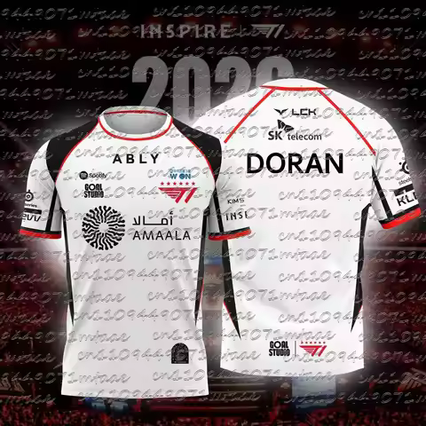 2026 New T1 Esports Team Jersey FAKER FAN Men and Women Summer Casual Short Sleeve for Gaming Enthus