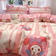 Ins Cartoon Stitch 4 IN 1 Bedding Sets Dormitory Bedroom Comforter Cover Flat Bedsheet Pillowcase