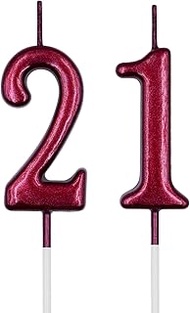 21st & 12th Birthday Candles, Red Number 21 12 Candle for Cake, Happy Birthday Cake Topper Decoratio