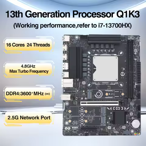 M-ATX LGA 1151 CPU Motherboard Set Q1K3 ES 0000(Refer to i7 13700HX)14C20T Embeded CPU DDR4 Dual RAM