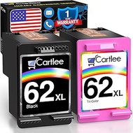 Cartlee Remanufactured Ink Cartridge Replacement for HP 62xl Ink Cartridges Black and Color for HP E