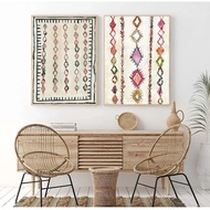 Moroccan Carpet Art Painting, Bohemian Wall Pictures, Abstract Neutral Eclectic Canvas Art Prints, B