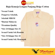 BAJU KEMEJA SEKOLAH BEIGE LENGAN PANJANG COTTON FALCON TEBAL PAKAIAN SEKOLAH / SCHOOL UNIFORM LONG S