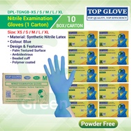 Top Glove Nitrile Powder Free Disposable /Examination Glove - Blue (1 Carton-10 box)(Size : XS, S, M