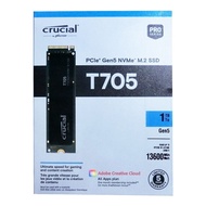 Crucial T705 1TB Gen5 NVMe M.2 2280 SSD (CT1000T705SSD3), R:13600MB/s