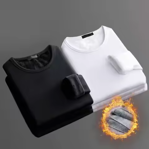 2024Thermal T-shirt Thermal Underwear for Men Casual Solid Men's Winter Thermo Undershirt Thick Ther