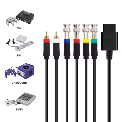 RGB RGBS AV Cable for NDS N64 64 SNES NGC Video Consoles CRT Monitor RGB+Sync Video Audio Cord Red G