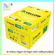 IK Yellow A3 Copier Paper 70gsm 500's (1 Box 5 Ream)(500 sheets/ream) / A3 Paper / Kertas A3