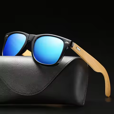 Fashion Bamboo Wood Vintage Square Sunglasses Men Women Luxury Brand Designer Sun Glasses Wooden Dri