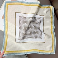 Elegant Small Square Silk Scarf 53*53 Spring Autumn Womens Style Mulberry Silk Scarf Versatile Geome