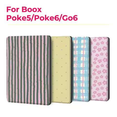 Murmelo Magnetic Case for Boox Go6 Poke6 Poke5 Frameless Auto Sleep Wake Cover Fresh Floral Pattern 