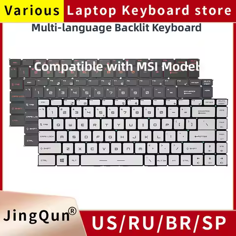 US Russian Laptop Keyboard With Backlight For Msi GF65 GF63 PS63 PS42 8RD/E MS-16R2 MS-16R3 MS-16Q4 