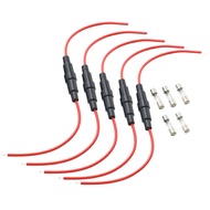 5PCS6*30mm5*20mm Glass Fuse Holder Screw Type 5X20mm with 22 20 18 16 14AWG Wire Cable 250V 5X20MM G