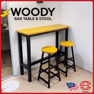 Cassa WOODY Bar Chair Stool Bar Table Dining Set with Sturdy and Strong Metal Frame - Cherry+Black/W